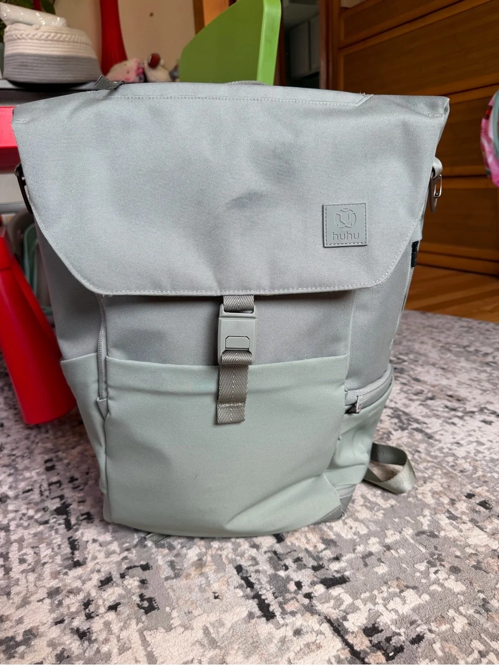 HUHU Diaper Bag Backpack in Sage Green combo
